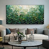 cheap Still Life Paintings-Handmade Original Nordic Minimalism Oil Painting On Canvas Contemporary Abstract Green Impasto Texture Wall Art for Home Decor With Stretched Frame/Without Inner Frame Painting
