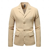 baratos Blazers Clássicos Masculinos-jaqueta masculina waffle blazer casaco esportivo formal casamento aniversário elegante moda primavera&amp;amp;blazer de tecido waffle de outono, simples, de dois botões, marrom escuro, preto, verde