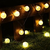 halpa Aurinkokiekevalot-20 m aurinko-LED-lyhtyvalo, 200 kuplapallo-LED-nauha, vedenpitävä ulkokäyttöön joulupuutarhan koristeluun 1 setti