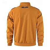 voordelige Sportjacket-Voor heren Outdoor jas Softshell-jas Windjack Overgangsjack Vakantie Dagelijks waterdicht Winddicht Zak Lente &amp; Herfst Effen Modieus Klassiek Opstaand Normaal Zwart Wit Geel blauw Oranje Jacks