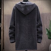 baratos suéter cardigã masculino-Homens Sueter Cardigan Suéter com zíper Suéter de malha Estriado Tricotar Túnica Patchwork Bolsos Tecido Com Capuz Moda Clássico Roupa Diária Encontro Roupa Outono &amp; inverno Preto Vinho L XL 2XL