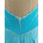 お買い得  フィギュアスケートドレス-フィギュアスケート ドレス 女性用 女の子 アイススケート ドレス ブルー アシンメトリーヘム メッシュ 高弾性 訓練 競技大会 スケートウェア クラシック クリスタル・ラインストーン ノースリーブ アイススケート フィギュアスケート