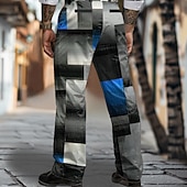 abordables Lâche-Homme Géométrique Plaid Bloc de couleur pantalon de costume Taille médiale Vêtement décontracté Formel Plein Air Quotidien Zippé Poche Pantalon droit Eté Printemps Automne 3D effet Noir Bleu Marron
