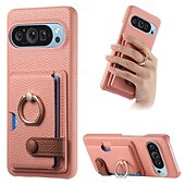 זול תיק טלפון אחר-טלפון מגן עבור Pixel 9 Pro Pixel 9 Pro XL Pixel 8 Pro Pixel 8 פיקסל 9 Pixel 7 Pixel 7 Pro Pixel 6 Pixel 6 Pro כיסוי אחורי מחזיק טבעת חריץ לכרטיס עמיד בזעזועים רטרו TPU עור PU