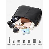 ieftine Genți Totes-geantă de umăr din piele artificială maro de damă cu curea de lanț auriu – crossbody elegant și casual pentru zi cu zi și lucru