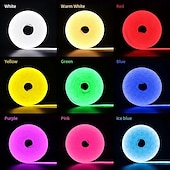 voordelige Neon LED-verlichting-5m waterdichte led neon buislamp, flexibele stripverlichting enkele kleur voor binnen en buiten decoratief 12v eu/uk/us/au stekker