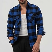 Bărbați Cămașă Cămașă de flanel Cămașă peste Plisat În aer liber Stradă Galben Albastru piscină Manșon Lung Iarnă Primăvara & toamnă Îmbrăcăminte ieftine cămăși de flanel-Bărbați Cămașă Cămașă de flanel Cămașă peste Plisat În aer liber Stradă Galben Albastru piscină Manșon Lung Iarnă Primăvara & toamnă Îmbrăcăminte