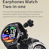 abordables Montres connectées-imosi 1,53 pouces montre intelligente bluetooth appel podomètre écouteurs 2 en 1 écouteurs lecture de musique locale tws bluetooth casque de sport sans fil smartwatch