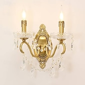 baratos Candeeiros de Parede de interior-arandelas de parede de prisma de cristal vintage latão dupla luminária de parede luminárias iluminação decoração de parede arandelas de cobre 110-240v 5w