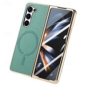 お買い得  サムスン用ケース-電話 ケース 用途 Zフォールド6 Z Fold 5 Z Fold 4 バックカバー スタンド付き とスクリーンプロテクター 磁石バックル レトロ風 TPU PUレザー