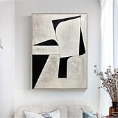 preiswerte Landschaftsgemälde-handgemaltes weiß-schwarzes Strukturgemälde übergroßes 3D handgemachtes abstraktes geometrisches Wandkunstgemälde großes minimalistisches schwarz-weißes Strukturgemälde für Wohnzimmer Schlafzimmer