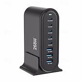 Недорогие USB-концентраторы-268 Вт многопортовое зарядное устройство USB C быстрое зарядное устройство 8-портовая зарядная станция концентратор быстрое компактное зарядное устройство GAN адаптер питания