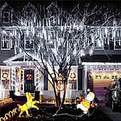 abordables Funciona con energía solar-1 luz solar de lluvia de meteoritos, 30 cm, 8 tubos, 192 ledes, luces para aleros de árbol de Navidad para decoración de árboles de Navidad y jardines