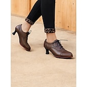 cheap 1950s-Women&#039;s Vintage Oxford Lace-Up Shoes - Retro Style Kitten Heel Brogue Design, Perfect for Office Wear and Classic Outfits