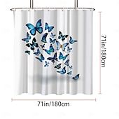 cheap Shower Curtains-Shower Curtain with Hooks 180cm*180cm(70&quot;*70&quot;) Polyester Washable Waterproof Pattern Bathroom Bathtub Decor Vintage Butterfly