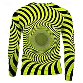 cheap 3D T shirts-Men&#039;s Optical Illusion T Shirt Long Sleeve T shirt 3D Print Crew Neck Shirt Daily Designer Street Casual Yellow Pink Blue Summer Spring Fall Clothing Apparel S M L XL XXL XXXL