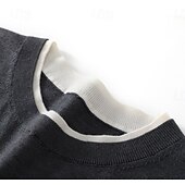 cheap Men&#039;s Elite Sweaters &amp; Cardigans-Men&#039;s Pullover Merino Wool Sweater 2 in 1 Solid Color Crew Neck Knitwear Elegant Christmas Outdoor Clothing Apparel Fall Winter Black Brown S M L