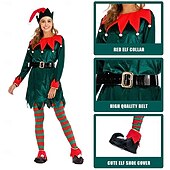 billiga Vuxna juldräkter-Alf Kläder Finkostym Julkostym Herr Dam Jul Nyår julafton Cosplay kostym Vuxen Fest Jul Topp Skärp Strumpor Skor Hatt