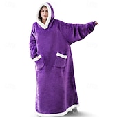 cheap Kigurumi Pajamas-Adults' Oversized Hoodie Blanket Wearable Blanket With Pocket Solid Color Onesie Pajamas Flannel Cosplay For Men and Women Carnival Animal Sleepwear Cartoon Festival / Holiday Costumes