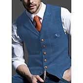 economico Abiti casual-Per uomo Retrò vintage Gilè A spina di pesce Taglio sartoriale Dentellato Monopetto - più bottoni Blu Verde Cachi 2023