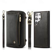 levne Pouzdra pro Samsung-telefon Carcasă Pro S24 S24 Ultra Plus S23 Ultra Plus S23 S22 S22 Plus Ultra Zadní kryt Pouzdro na peněženku se stojánkem Zip s Lanyardem Retro TPU PU kůže
