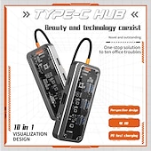 abordables Concentradores USB-Estación de acoplamiento USB C 8/10 en 1, 4K30 Hz, compatible con HDMI, RJ45, Ethernet, PD100W para PC