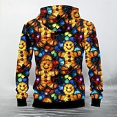 abordables sweats à capuche 3d pour hommes-Noël Homme Chaque Sweat à capuche Sweats à capuche Sweatshirt Mode manche longue À capuche Noël Jaune Avec Poches Impression 3D Automne Hiver Designer