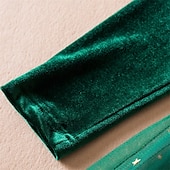 billiga Festklänningar-Barn Flickor Festklänning Ensfärgat Långärmad Prestanda Pegeant julfest Paljetter Volang Skön Ljuv Polyester Maxi Festklänning Swingklänning A linjeklänning Vår Höst 4 år + Rubinrött Grön