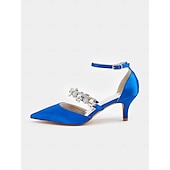 preiswerte Formell-Schwarze Satin-Pumps mit Strassverzierung für Damen – Fesselriemchen, spitze Zehenpartie, elegante Abend- und Hochzeitsschuhe