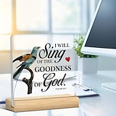 cheap Gifts-Acrylic Plaque with Wooden Base, Christian Inspirational Gift, Kindness Desk Decoration Featuring Scripture Quotes with Bird Design, Perfect for Home or Office Décor