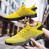 baratos Ténis para Homem-tênis esportivos respiráveis verde neon masculino – tênis de corrida de malha leve com sola acolchoada