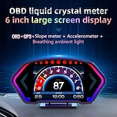 お買い得  ヘッドアップディスプレイ-p3 gps スピードメーター hud obd2 ヘッドアップディスプレイ オンボードコンピューター 車の電圧 rpm 水温 傾斜計 アラームゲージ付き