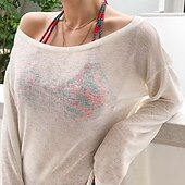 abordables Caftans-Femme Maillots de Bain Vêtement couvrant Maillot de bain Elégant Vacances Couleur unie manche longue Maillots de bain