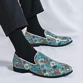 halpa Puolimuodollinen-miesten retrokuvioidut slip-on loaferit, tyylikkäät siniset ja ruskeat brodeeratut kengät muodollisiin tapahtumiin ja juhliin