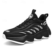 economico Sneakers da uomo-scarpe da ginnastica da uomo futuristiche con suola spessa in bianco e nero - scarpe sportive leggere e traspiranti per abbigliamento casual o da corsa