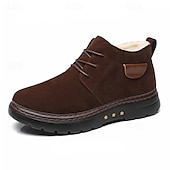 abordables Botas de invierno y nieve-Botines de ante sintético marrón para hombre con forro de felpa cálido y suela antideslizante, ideales para usar al aire libre en invierno.