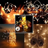 cheap Solar String Lights-2M Solar String Lights, 20 LEDs Wine Bottle String Lights, Warm White, RGB and Waterproof for Christmas &amp; Wedding Decorations 5pcs Set