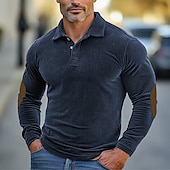 abordables Polo clásico para hombre-Hombre Camisa de Pana Casual Deportes Diseño Manga Larga Moda Básico Bloque de color Retazos Botón Primavera Otoño invierno Ajuste regular Ejército verde Té Azul marinero Gris Camisa de Pana