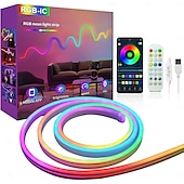 voordelige Neon LED-verlichting-RGB led neon touwlicht, 1,6-16ft USB 5V kleurveranderende stripverlichting met app- en muziekbediening, IP65 waterdicht voor slaapkamer- en feestdecoratie 1 st.