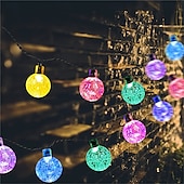 abordables Guirlandes solaires-Guirlande lumineuse solaire à LED, 10 m/20 m/30 m/50 m, lumières acryliques étanches pour l&#039;extérieur avec télécommande, plug-in pour les vacances de Noël, les fêtes,&amp;amp;décoration de jardin prise