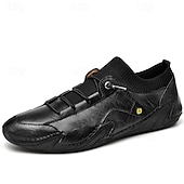 economico Sneakers da uomo-sneakers casual slip-on da uomo in pelle con caviglia in maglia a rete e suola flessibile - ideali per l&#039;uso quotidiano e le attività all&#039;aperto