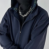 economico felpe con cappuccio da uomo di base-Per uomo Giacca con cappuccio Felpa con cappuccio e zip Felpa con cappuccio invecchiata Blu marino Grigio scuro Con cappuccio A quadri Collage Color Block Ufficio Sportivo Informale Streetwear