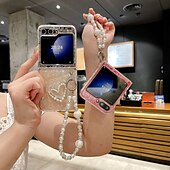 Недорогие Чехлы для Samsung-телефон Кейс для Назначение SSamsung Galaxy Z-флип 6 Z Flip 5 Z Flip 4 Z Flip 3 Кейс на заднюю панель с ремешком на запястье Защита от удара Ретро ПК