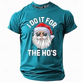 cheap Funny Christmas Outfit-Christmas Men&#039;s Funny Christmas 3D T-shirts Santa Claus Fashion Athleisure 3D Print Tee Party Street Light Blue Black Light Green Short Sleeve Crew Neck Summer Spring Clothing Apparel S M L XL