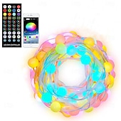 abordables Enchufe eléctrico-Luces de hadas LED inteligentes de 10 m, luces de cadena que cambian de color RGB y blanco cálido controladas por aplicación con sincronización de música y 20 escenas para decoración de Navidad, dormitorio, pared y manualidades