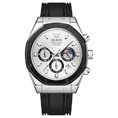 baratos Relógios Quartz-OLEVS 9911 Relógios Masculinos com Pulseira de Silicone à Prova d&#039;Água Cronógrafo Fase da Lua Relógio Masculino Luxuoso Multifuncional