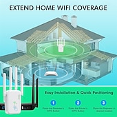 olcso Vezeték nélküli útválasztók-wlan átjátszó 1200 mbit/s wlan erősítő wifi átjátszó kétsávos 5 ghz  &amp; 2,4 GHz-es wifi bővítő 2 ethernet lan/wan port wps ismétlő/router/ap móddal