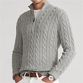 preiswerte Herrenpullover-Herren Pullover Pullover mit Viertelreißverschluss Strickpullover Gerippt Stricken Standard Strick Glatt Troyer Halber Reißverschluss Modisch Brautkleider schlicht Freizeitskleidung Verabredung