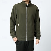 preiswerte Herrenjacken &amp; Herrenmäntel-Herren Winterjacke Freizeitjacke Täglich Urlaub warm Tasche Vlies Herbst Winter Glatt Modisch Strassenmode Ständer Standard Schwarz Hell Gray Armeegrün Dunkelblau Jacken