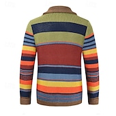 economico Maglioni Cardigan da uomo-Per uomo Cardigan Maglione Grosso Maglia Abbottonare A strisce Bavero sciallato Maglia Elegante Carnevale Formale Abbigliamento Spalla cadente Autunno Inverno Rosso M L XL